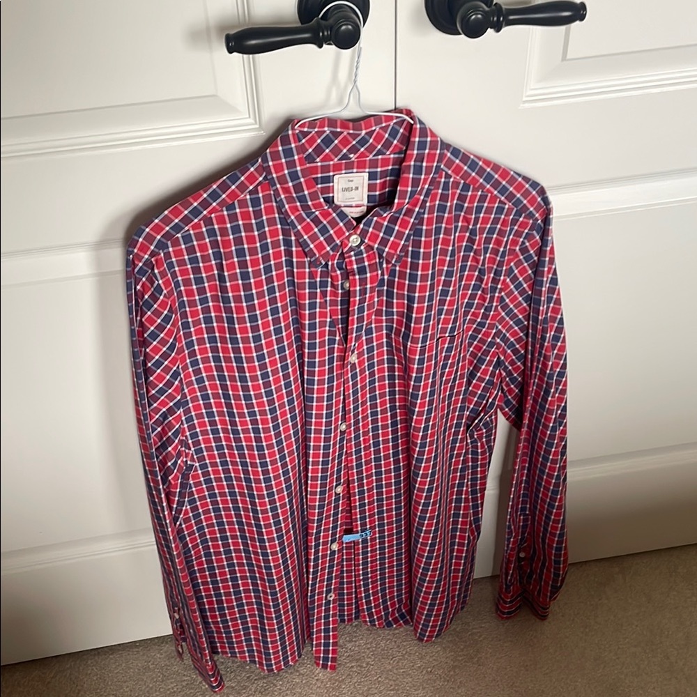 Men's Red and Blue Checkered Shirt